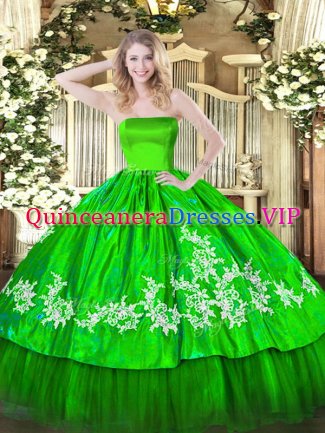 High Quality Organza and Taffeta Sleeveless Floor Length Sweet 16 Quinceanera Dress and Embroidery