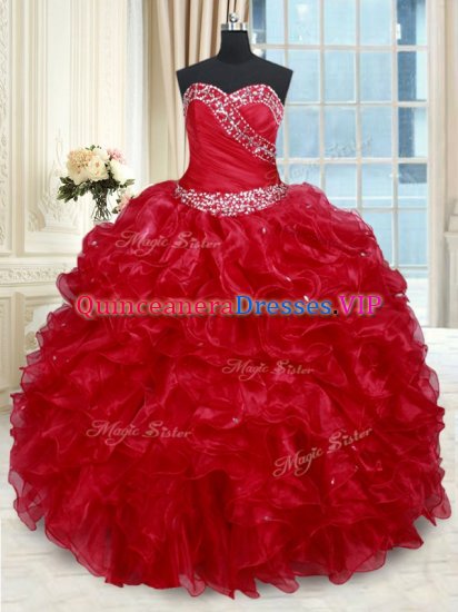 Elegant Sleeveless Beading and Ruffles Lace Up Sweet 16 Quinceanera Dress - Click Image to Close