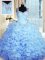 Baby Blue Sleeveless Beading and Ruffles Floor Length Vestidos de Quinceanera