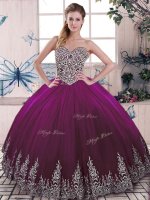 Noble Tulle Sleeveless Floor Length Quinceanera Dresses and Beading and Embroidery