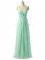 Floor Length Lace Up Quinceanera Dama Dress Apple Green for Prom and Party and Wedding Party with Ruching