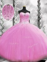 Tulle Sweetheart Sleeveless Lace Up Beading Military Ball Dresses in Lilac