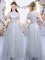 Grey High-neck Neckline Lace and Belt Quinceanera Court Dresses Sleeveless Zipper