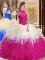 Sleeveless Backless Floor Length Lace and Appliques and Ruffles Quinceanera Gowns