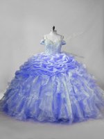 Fancy Ball Gowns Sleeveless Lavender and Purple 15 Quinceanera Dress Brush Train Lace Up