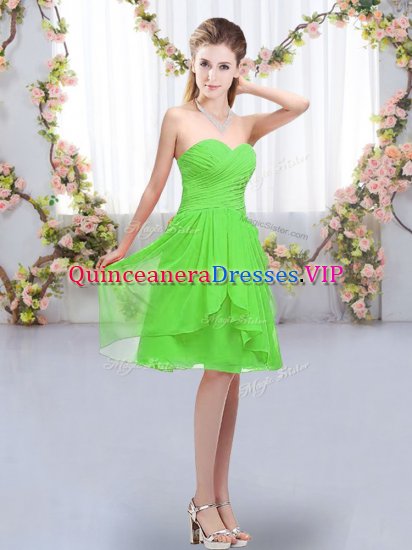 Custom Design Empire Quinceanera Court of Honor Dress Sweetheart Chiffon Sleeveless Knee Length Lace Up - Click Image to Close