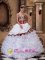 Elegent White Ball Gown Sweetheart Floor-length Organza and Leopard Ruffles Quinceanera Dress In Elko Nevada/NV