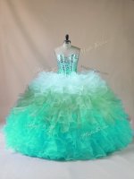 Multi-color Sweetheart Neckline Beading and Ruffles 15th Birthday Dress Sleeveless Lace Up