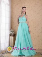 Ocoee FL Popular Halter Top Beading Lace up Bodice Quinceanera Dama Dress Empire Floor-length Tulle