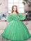 Green Ball Gowns Beading Pageant Gowns For Girls Lace Up Tulle Sleeveless Floor Length