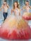 Tulle Halter Top Sleeveless Lace Up Beading and Ruffles Quinceanera Gown in Multi-color