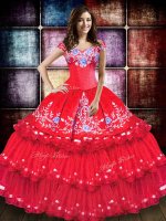 Taffeta Sleeveless Floor Length 15 Quinceanera Dress and Embroidery and Ruffled Layers(SKU XBQD024-5BIZ)