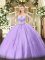 Sweetheart Sleeveless Quinceanera Dresses Floor Length Beading Lavender Tulle