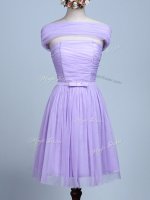 Lavender Empire Tulle Strapless Sleeveless Belt Mini Length Side Zipper Court Dresses for Sweet 16