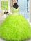 High Quality Ball Gowns Organza V-neck Sleeveless Beading and Ruffles Floor Length Zipper Quince Ball Gowns