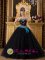 Yakima Washington/WA Black and Aqua Strapless Elegant Quinceanera Dress With Appliques Decorate and Bow Band with Tulle Skirt