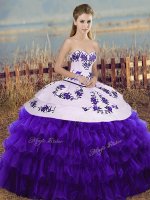 Sweetheart Sleeveless Organza Quinceanera Gowns Embroidery and Ruffled Layers and Bowknot Lace Up(SKU SJQDDT2150002-1BIZ)