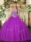 Gorgeous Floor Length Ball Gowns Sleeveless Fuchsia Quinceanera Gown Lace Up