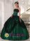 Knared Sweden Stylish Green Quinceanera Dress With Strapless Tulle and Taffeta Beaded hand flower Decorate ball gown