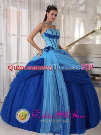 Carmel Indiana/IN Modest Blue For Quinceanera Dress In Georgia Strapless Tulle Beading Ball Gown