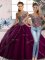 Ball Gowns Cap Sleeves Purple Quinceanera Dresses Brush Train Lace Up