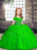 Sleeveless Beading and Ruffles Lace Up Little Girls Pageant Gowns(SKU PAG1221-4BIZ)