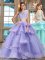 Enchanting Lavender Two Pieces Bateau Cap Sleeves Tulle Floor Length Zipper Lace and Appliques and Ruffled Layers Vestidos de Quinceanera