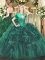 Dark Green 15 Quinceanera Dress Military Ball and Sweet 16 and Quinceanera with Beading and Ruffles Sweetheart Sleeveless Lace Up