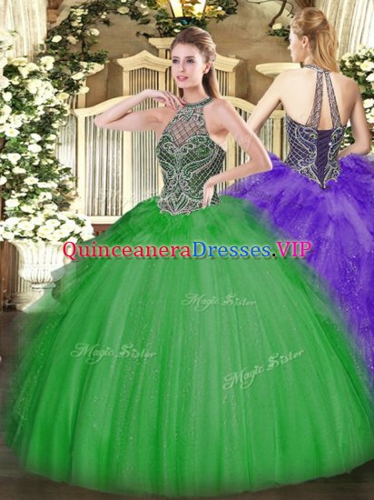 Pretty Green Sweetheart Lace Up Beading Quinceanera Gowns Sleeveless - Click Image to Close