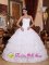 Beaded Decorate Strapless Taffeta and Tulle With Many tiers White Quinceanera Dress In Nome Alaska/AK