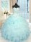 Luxury Pick Ups Aqua Blue Sleeveless Organza Lace Up Sweet 16 Quinceanera Dress for Military Ball and Sweet 16 and Quinceanera