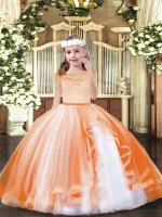 Glorious Tulle Sleeveless Floor Length Pageant Dress for Teens and Lace