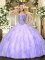 Noble Lavender Sweetheart Neckline Beading and Ruffles Ball Gown Prom Dress Sleeveless Lace Up