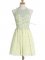 Light Yellow Empire Appliques Dama Dress Lace Up Chiffon Sleeveless Knee Length