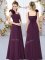 Dark Purple Dama Dress Wedding Party with Hand Made Flower Straps Sleeveless Lace Up