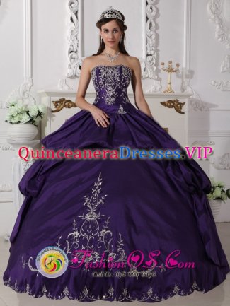 Burlington Carolina/NC Taffeta With Embroidery Elegant Purple Remarkable Quinceanera Dress For Strapless Ball Gown