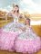 Organza and Taffeta Sleeveless Floor Length Quinceanera Gown and Embroidery and Ruffled Layers