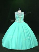 Floor Length Turquoise Ball Gown Prom Dress Scoop Sleeveless Lace Up(SKU PSSW1067-7BIZ)