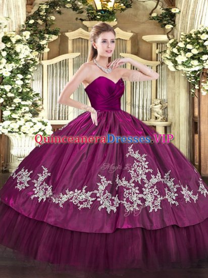 Organza and Taffeta Sleeveless Floor Length 15th Birthday Dress and Embroidery - Click Image to Close