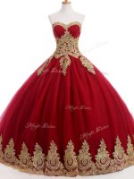 Clearance Floor Length Lace Up Ball Gown Prom Dress Wine Red for Sweet 16 and Quinceanera with Ruffles and Sequins(SKU SWQD236BIZ)