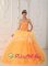 vOrange Ruffles Sweetheart Floor-length Quinceanera Dress With Appliques and Beading For Clebrity In Pinetop