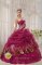 Popular Burgundy Reno Nevada/NV Quinceanera Dress For Military Ball Sweetheart Organza and Leopard or zebra Appliques Ball Gown