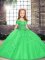 Glorious Green Ball Gowns Straps Sleeveless Tulle Floor Length Lace Up Beading Little Girls Pageant Dress Wholesale