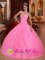 Kyyjarvi Finland Rose Pink For Wonderful Quinceanera Dress With Strapless Tulle Beadings And Exquisite Hand Flowers