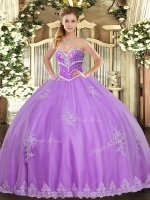 Glamorous Sweetheart Sleeveless Lace Up Ball Gown Prom Dress Lavender Tulle