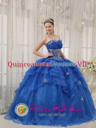 Salida Colorado/CO Lovely Sweetheart Organza For Luxurious Royal Blue Strapless Quinceanera Dress With Beading