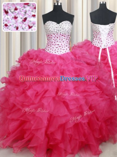 Sleeveless Beading and Ruffles Lace Up Ball Gown Prom Dress - Click Image to Close