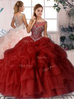 High End Wine Red Quince Ball Gowns Scoop Sleeveless Brush Train Zipper(SKU SJQDDT2092002BIZ)