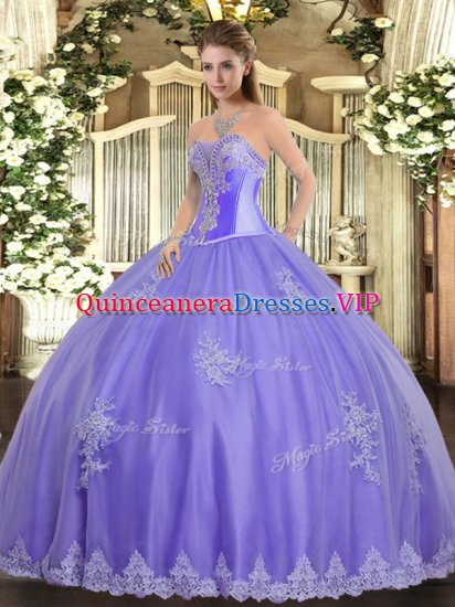 Romantic Sleeveless Beading and Appliques Lace Up Quince Ball Gowns - Click Image to Close