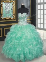 Organza Sleeveless Floor Length Quinceanera Dresses and Beading and Ruffles